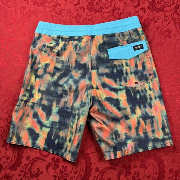 Volcom Mashed Stoney Boardshorts Mens 32 Blue Orange Surfer Beach Swim Trunks - Picture 7 of 10